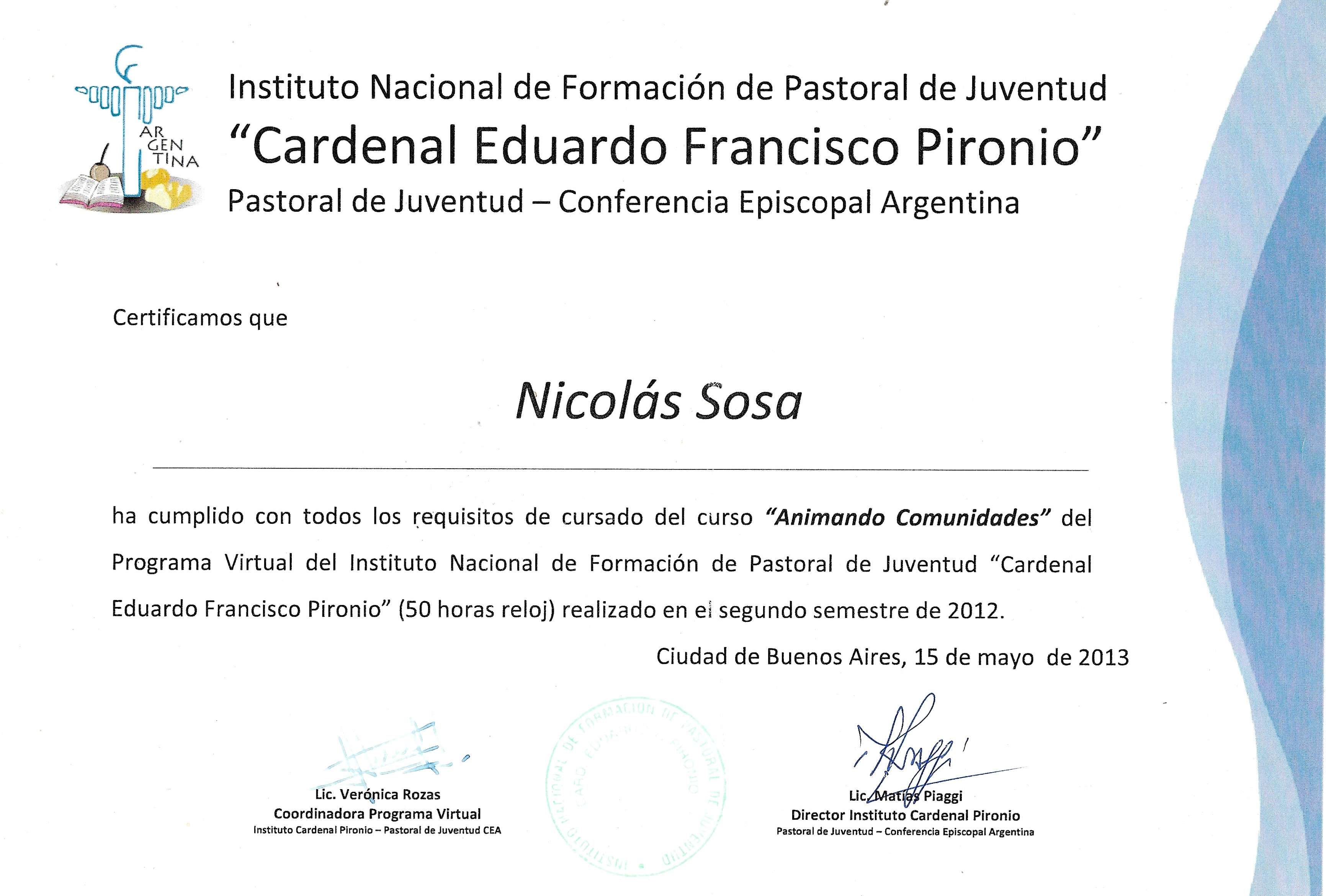 Certificado Animando Comunidades